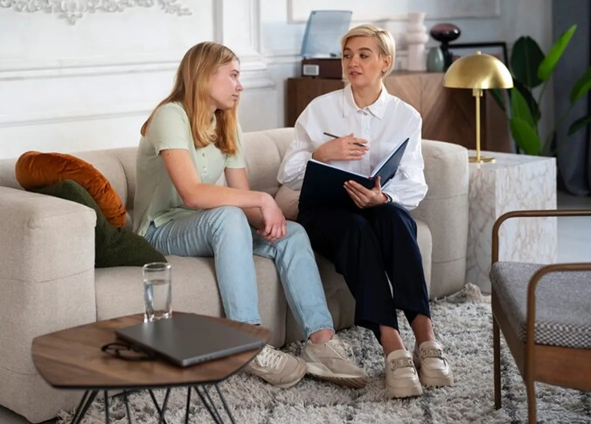 Adult finding support through therapy