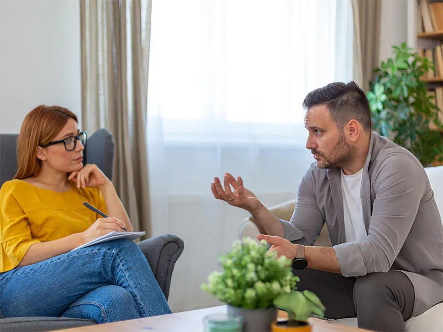 Therapist teaching coping skills