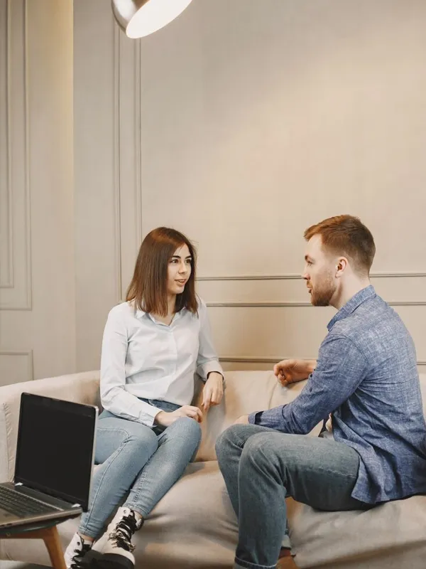 Couple reconnecting through therapy