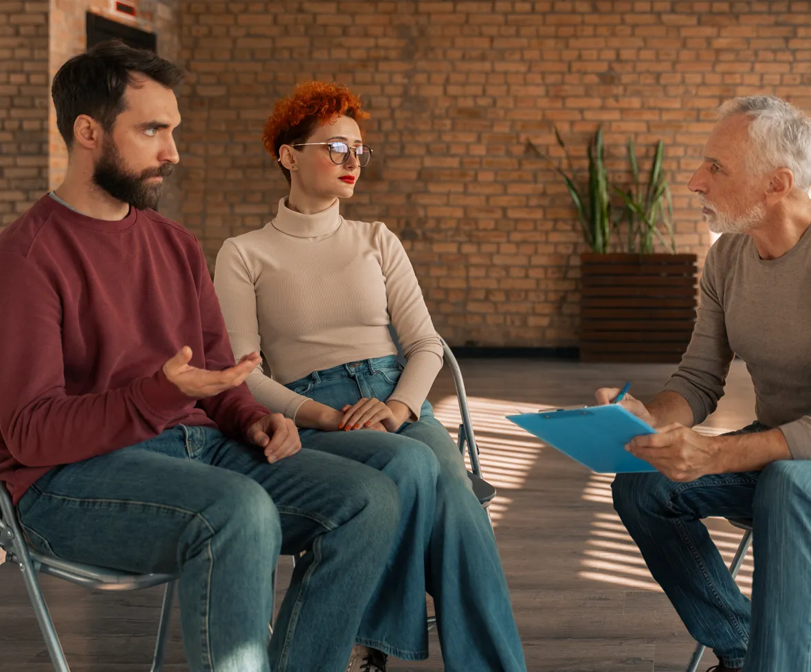 Couple finding connection through therapy
