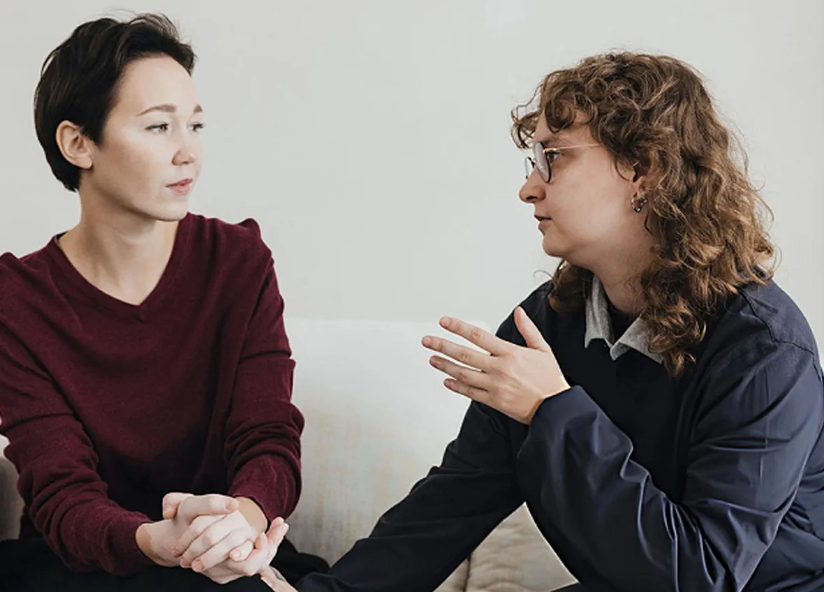 Therapist listening attentively to a client