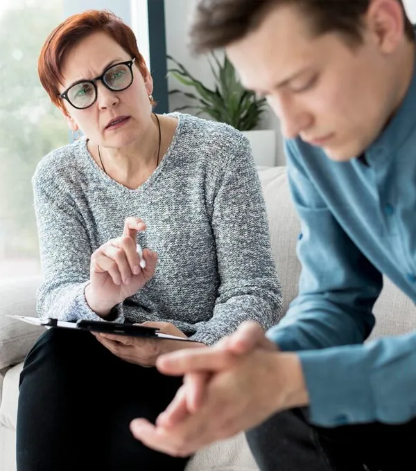 Person navigating change with therapeutic support